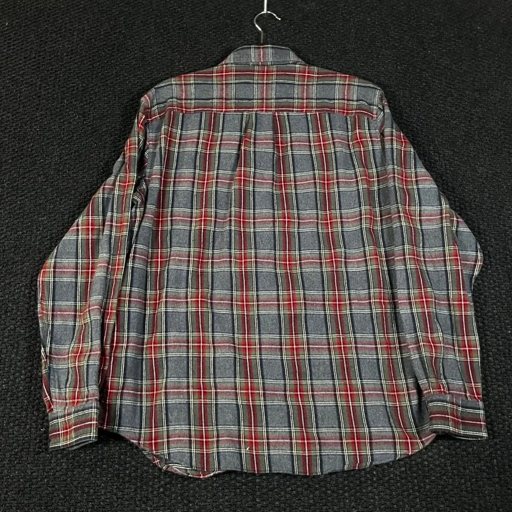 LL Bean Mens Flannel Shirt Medium Traditional Fit‎ Blue Red Plaid Cotton 228061